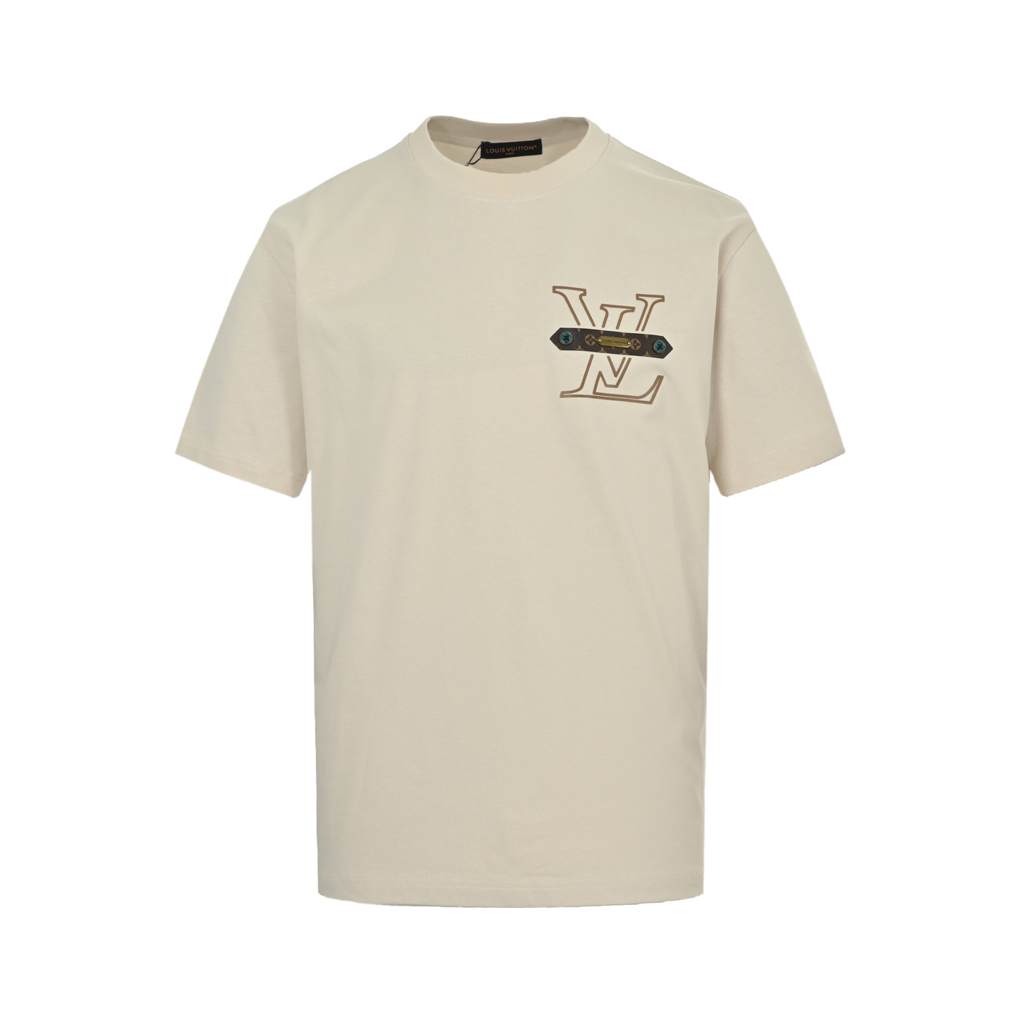 Louis Vuitton 25ss chest letter print monogram leather short sleeve