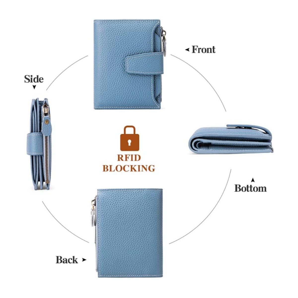 🔥Last Day 50% OFF🔥Small Wallet Leather RFID Blocking Bifold Zipper Pocket Wallet