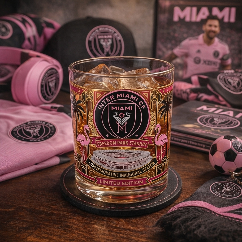 Inter Miami CF Freedom Park Stadium Commemorative Inaugural Season Whiskey Glass