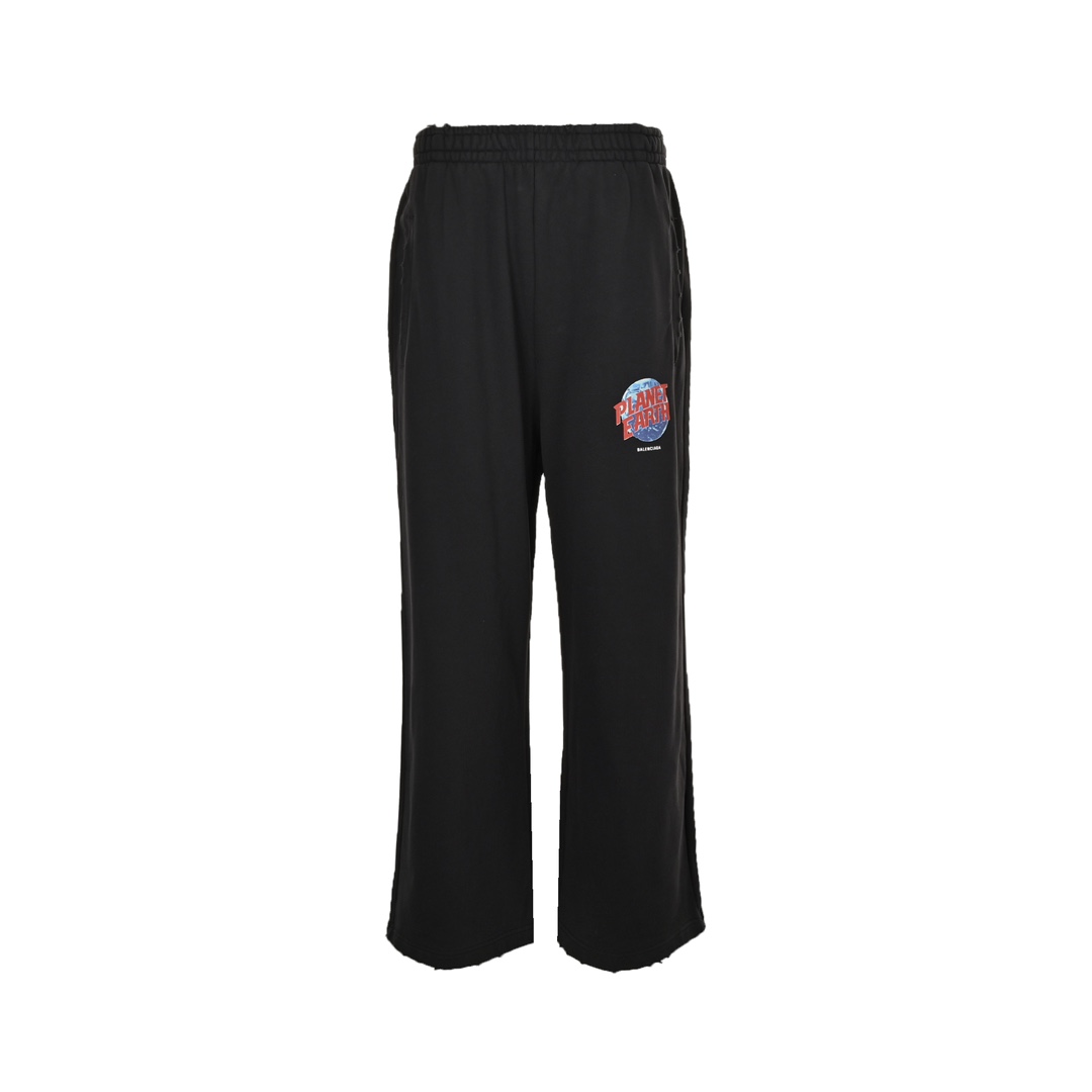 Balenciaga catwalk globe print washed distressed trousers