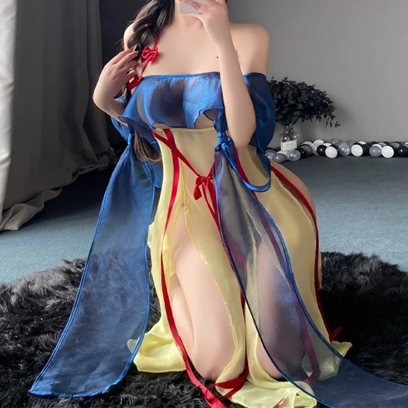 Vintage See-through Backless Split Lingerie Dress