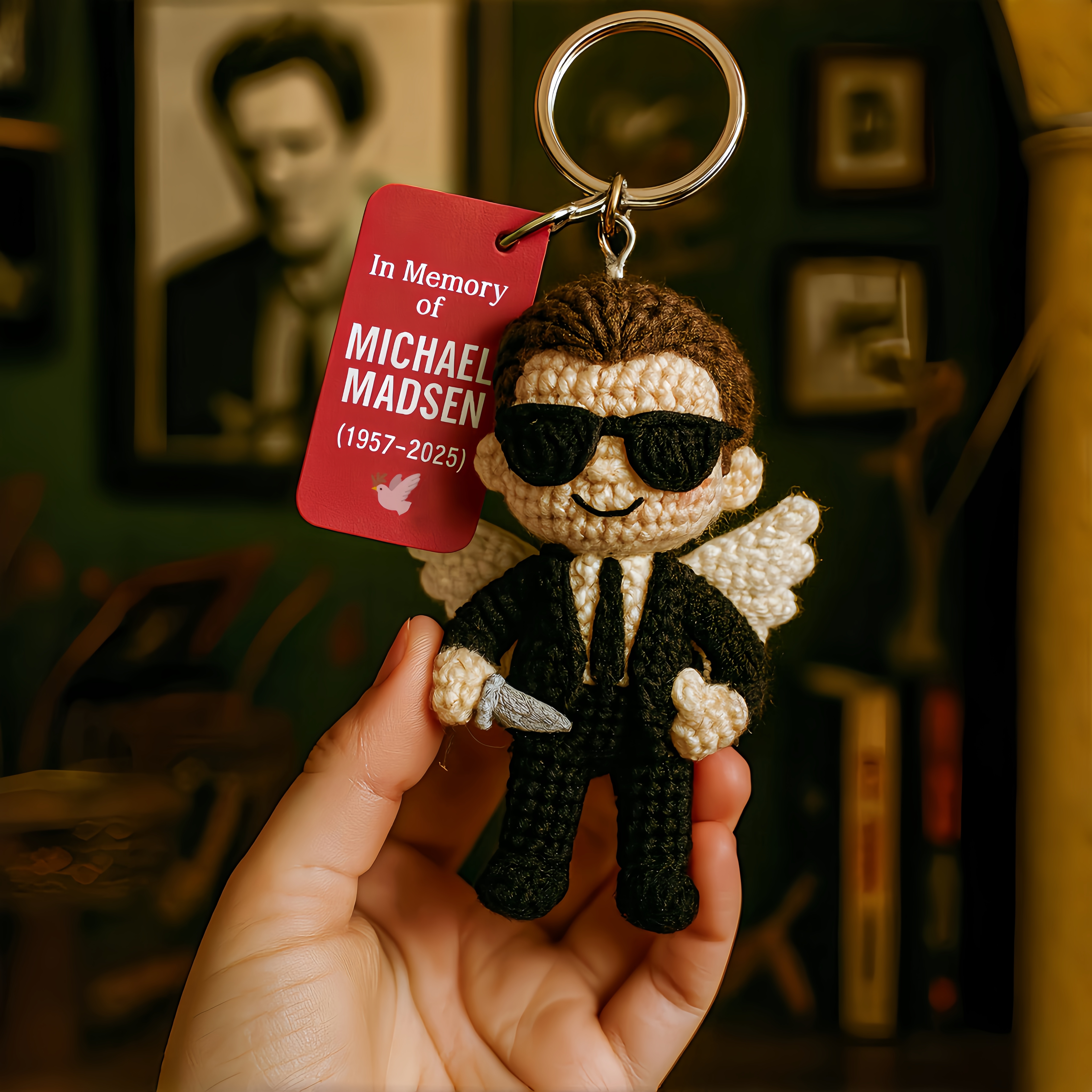 🧵Michael Madsen Memorial Angel Keychain