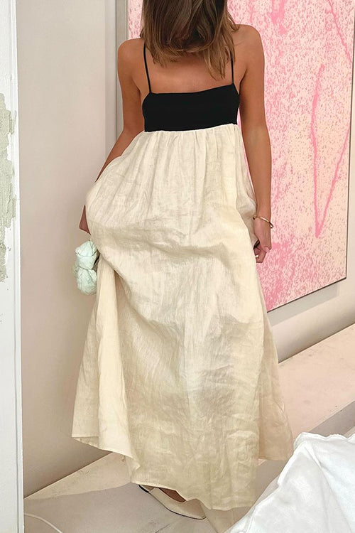 Heididress Backless Color Block Splice Swing Maxi Cami Dress