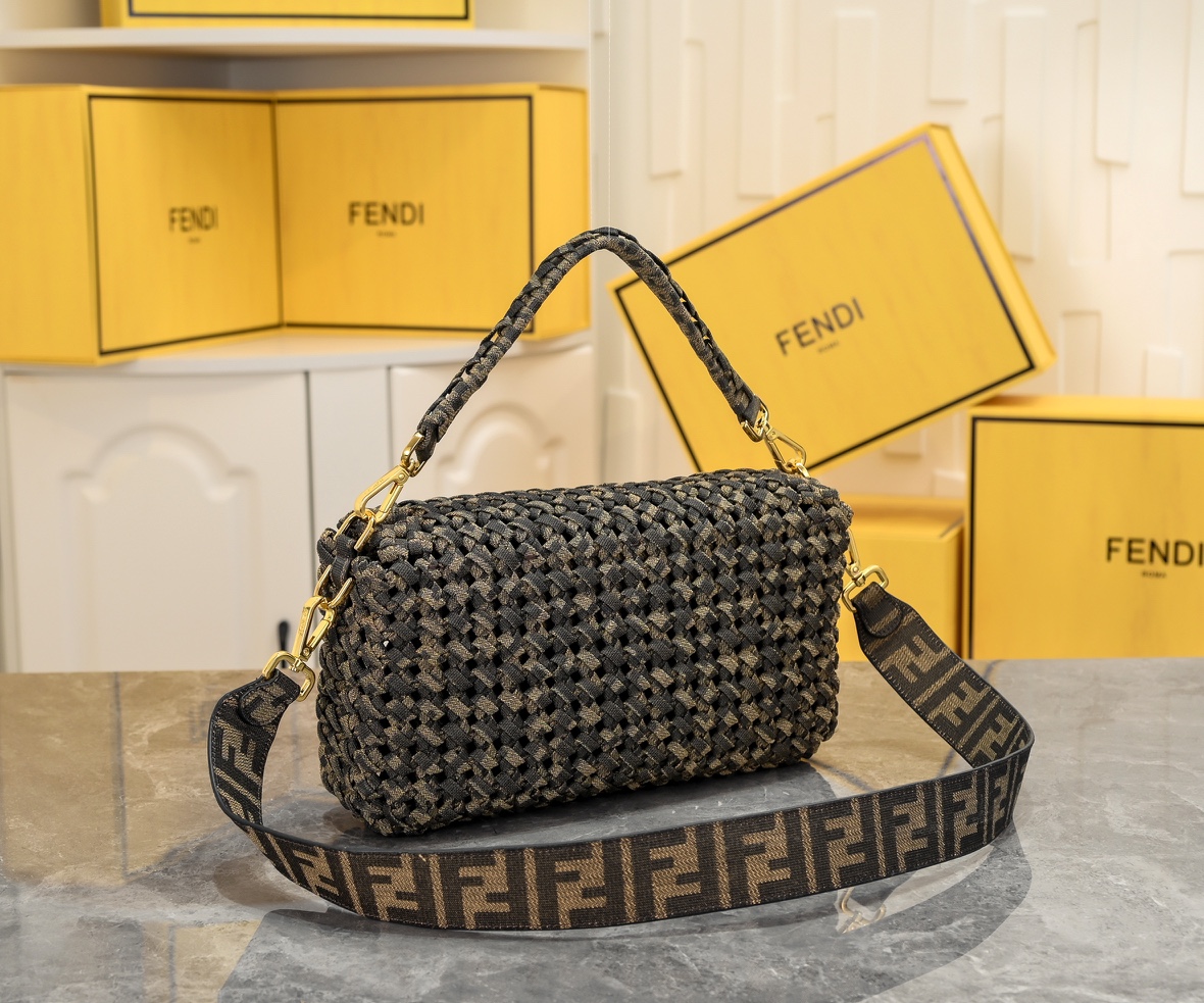 FENDI Baguette Monogram Woven Medium Handbag 7713