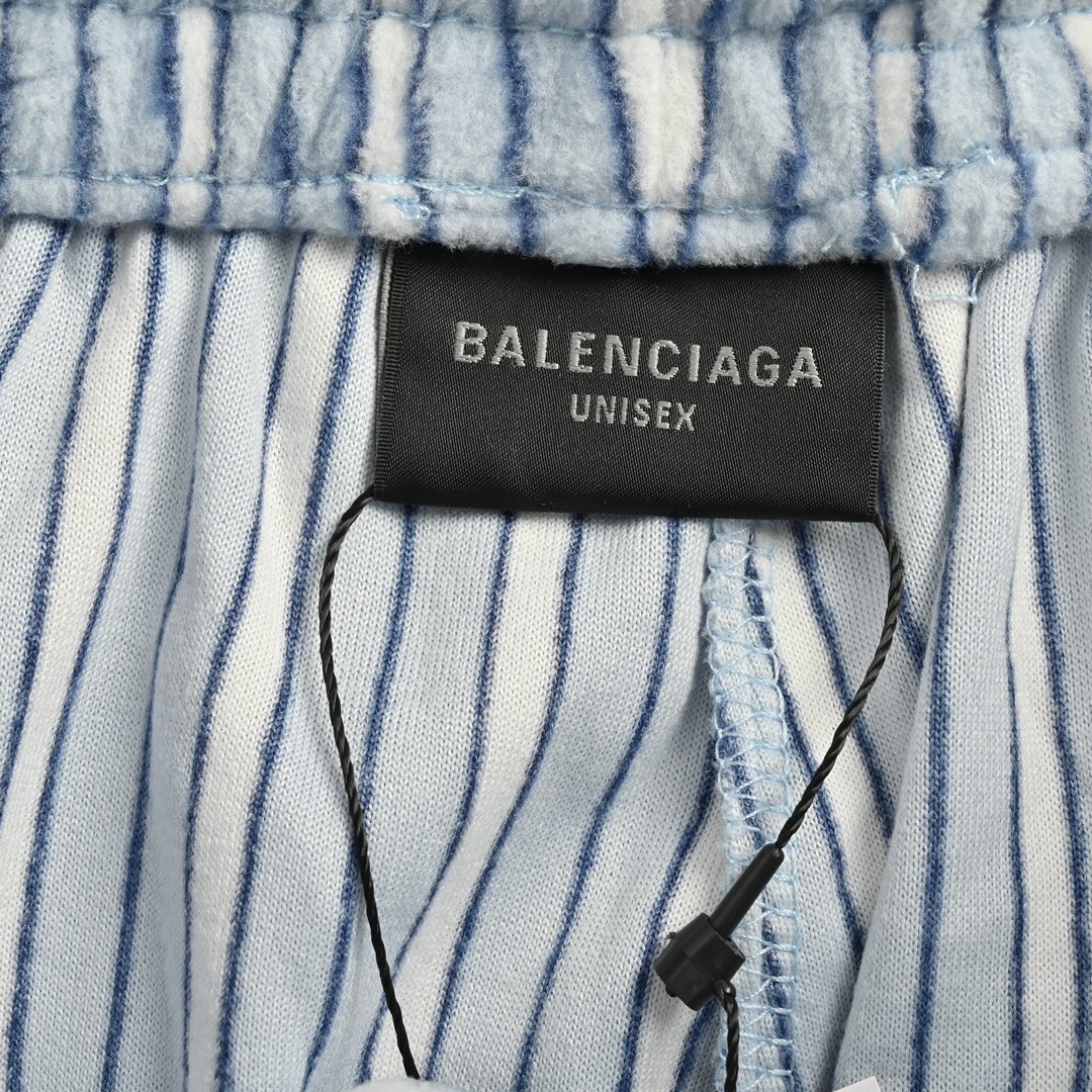 Balenciaga 24Fw blue striped plush trousers