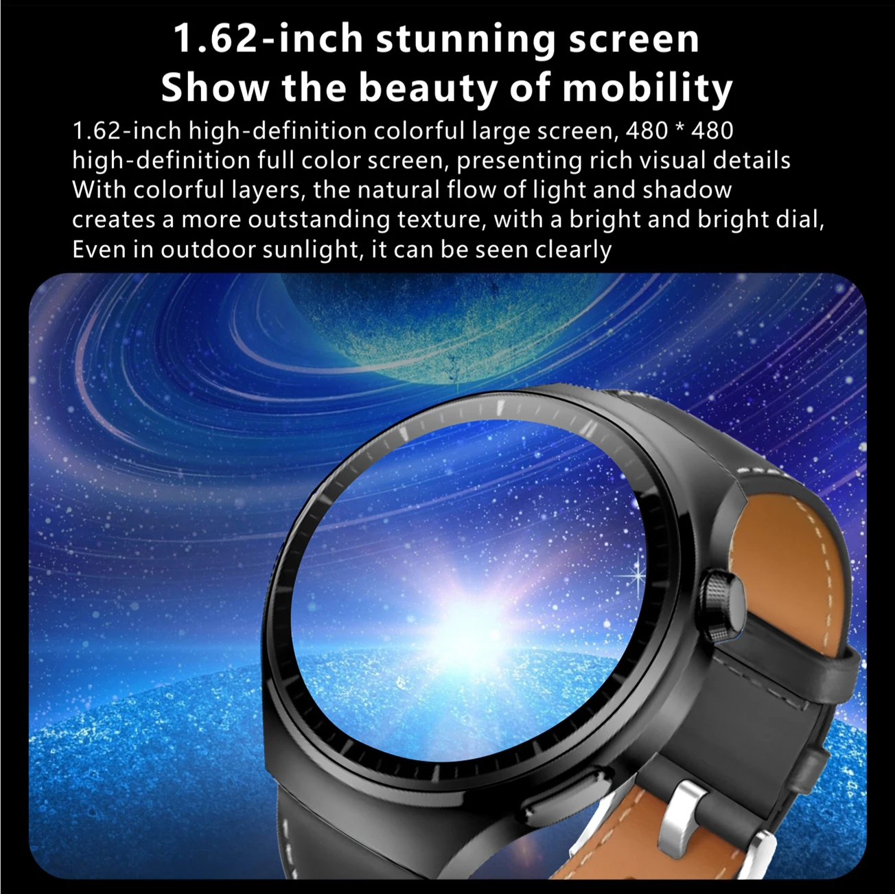 2023 New men's watch Bluetooth Call smartwatch 1.62inch full screen touch voice assistant NFC480*480 HD screen for Huawei Xiaomi