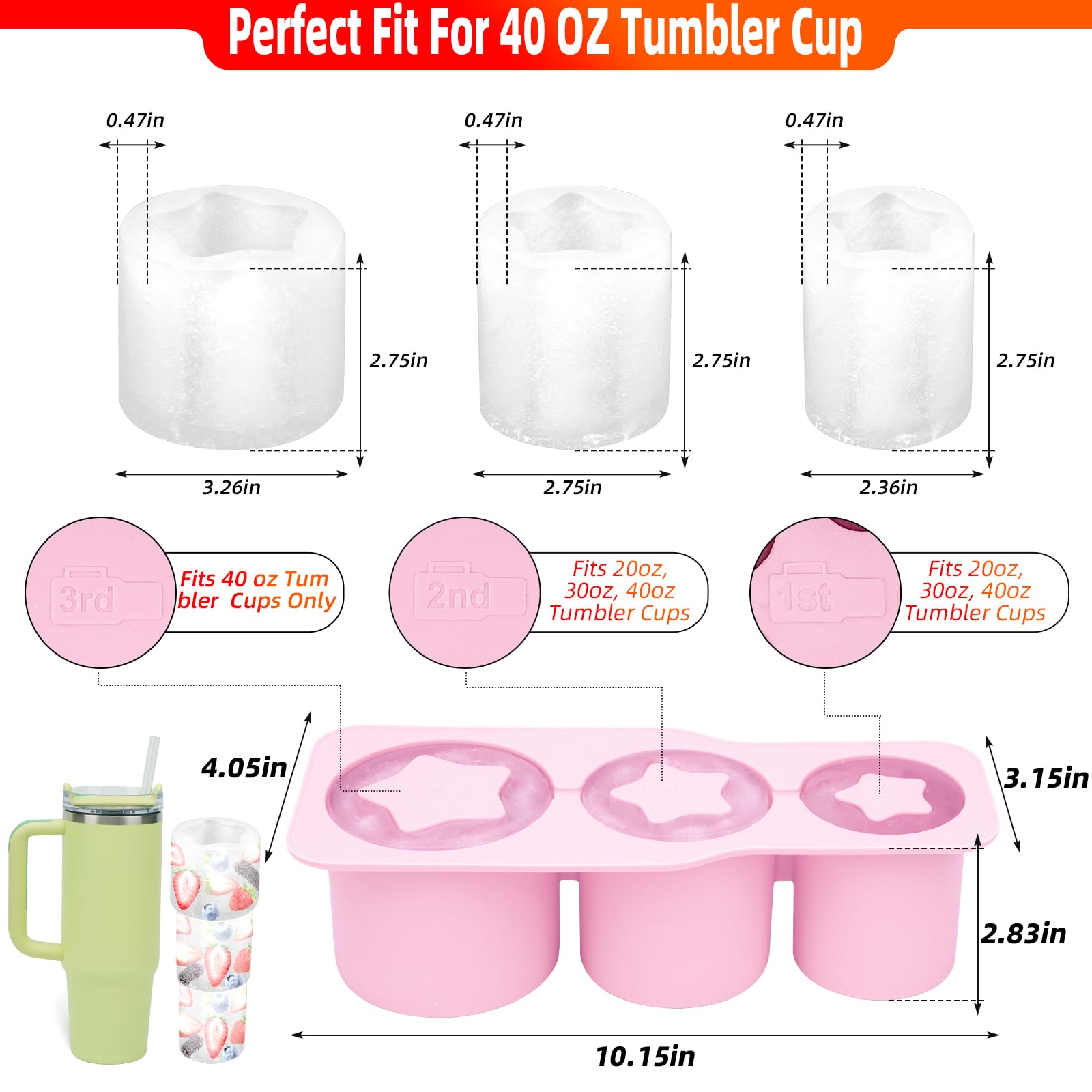 Ice cube mold for Stanley 30-40 oz accessories