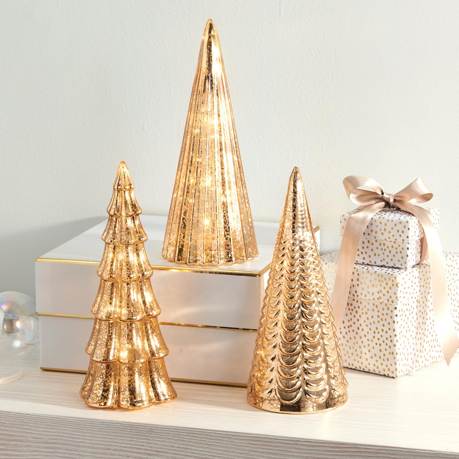 🎄LampTree Table Top Christmas Tree Decorations with Fairy Lights - Set of 3
