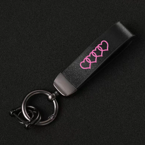 Leather Keyring  Buckle Hearts