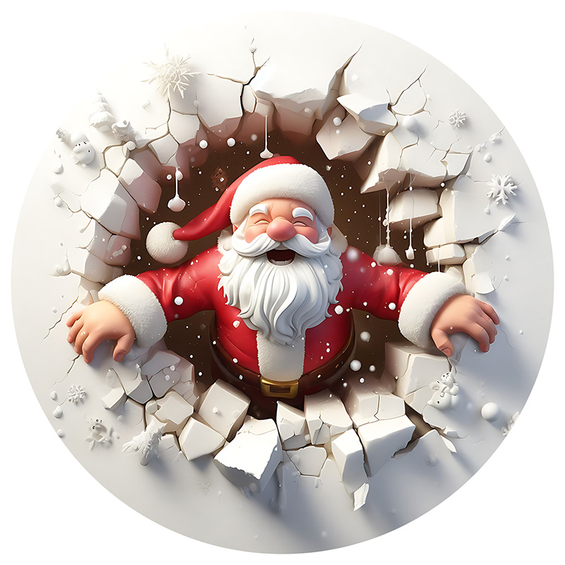 🎁🎁Santa Claus 3D Wall Breakthrough Acrylic Decoration - 🎅🎅A traditional round hanging ornament for the holiday season