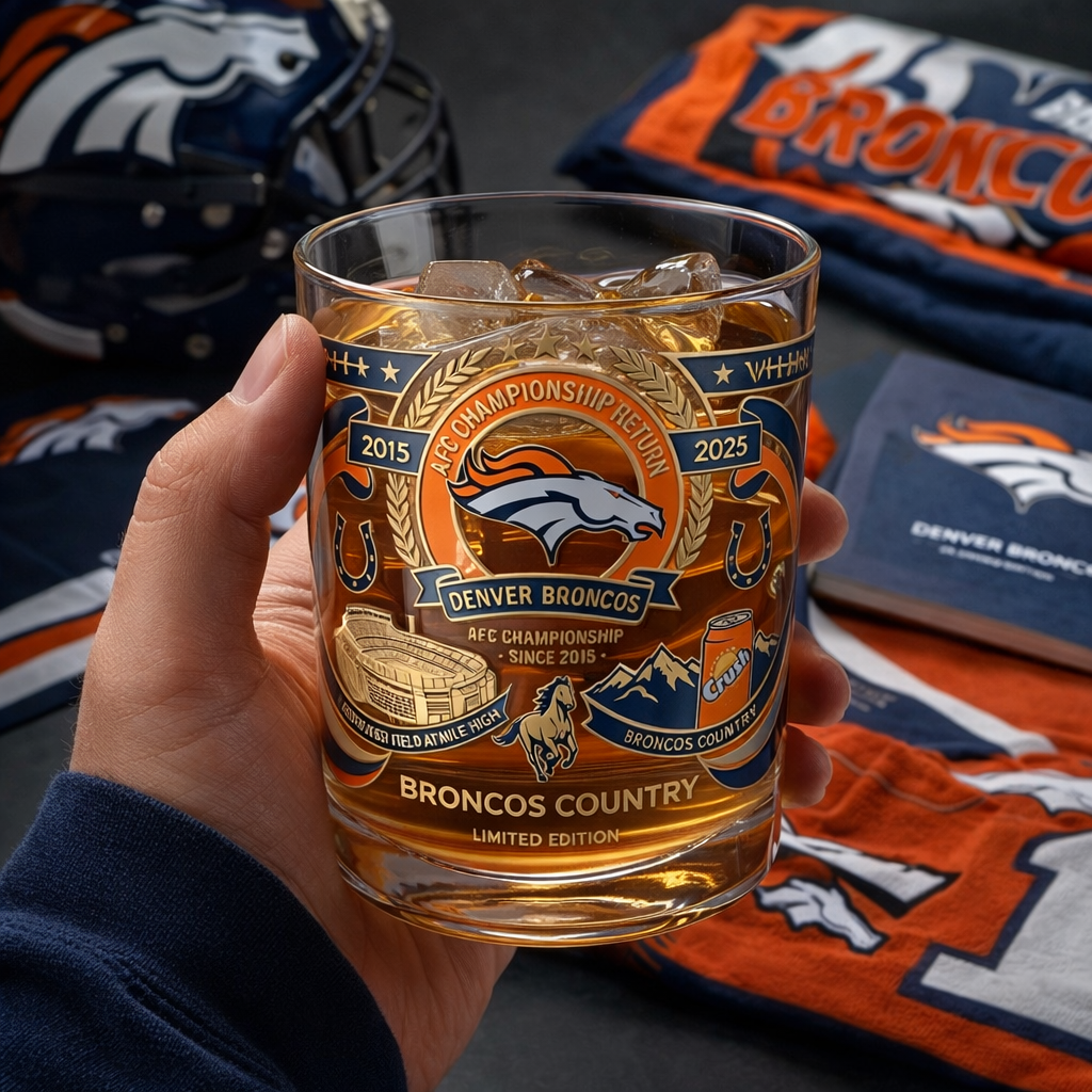 🥃Denver Broncos – AFC Championship Return Whiskey Glass
