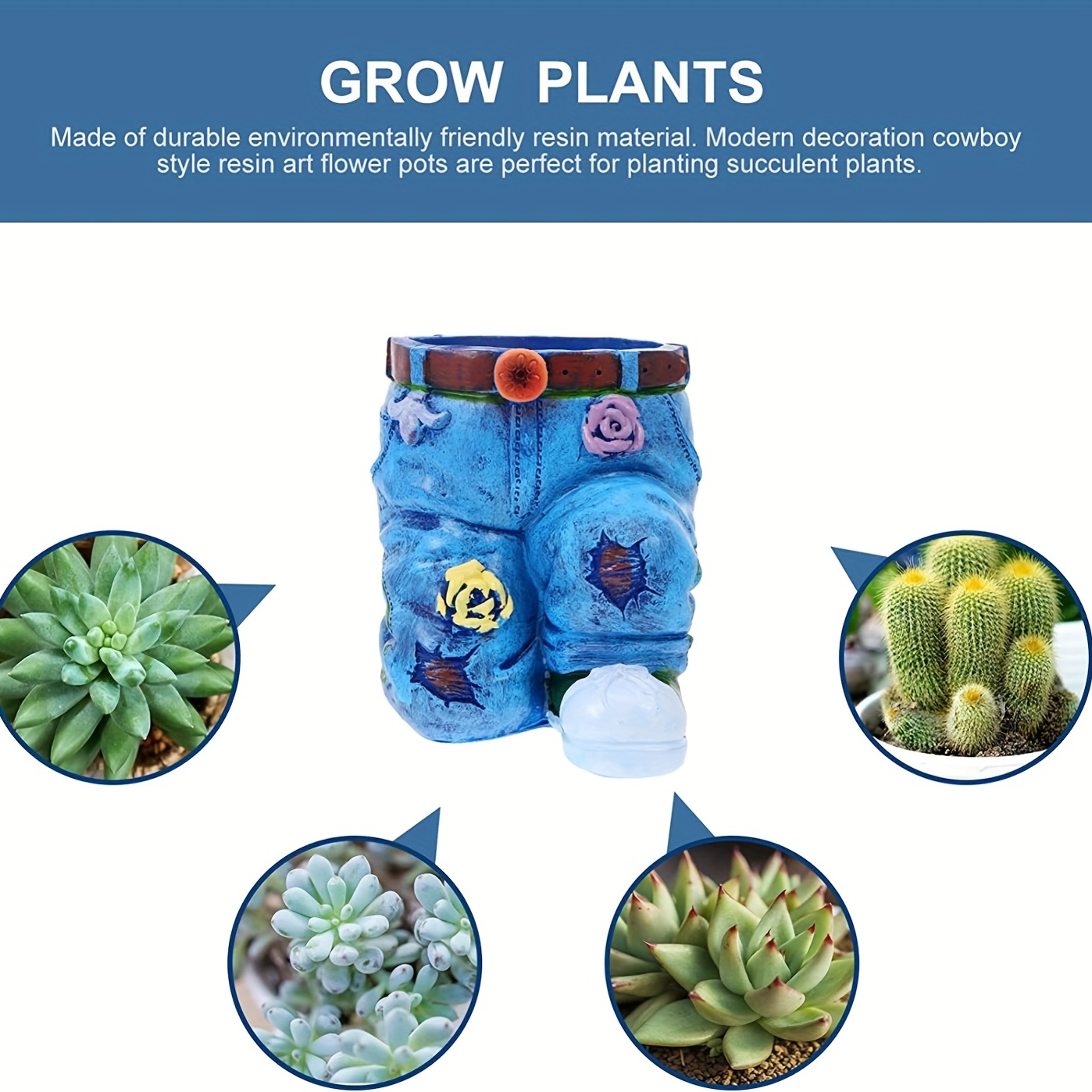 1pc Jeans Pants Shape Flower Pot Resin Statue, Succulent Pot Flower Planter For Indoor Garden Yard Lawn Porch Balcony Patio Outdoor Decor