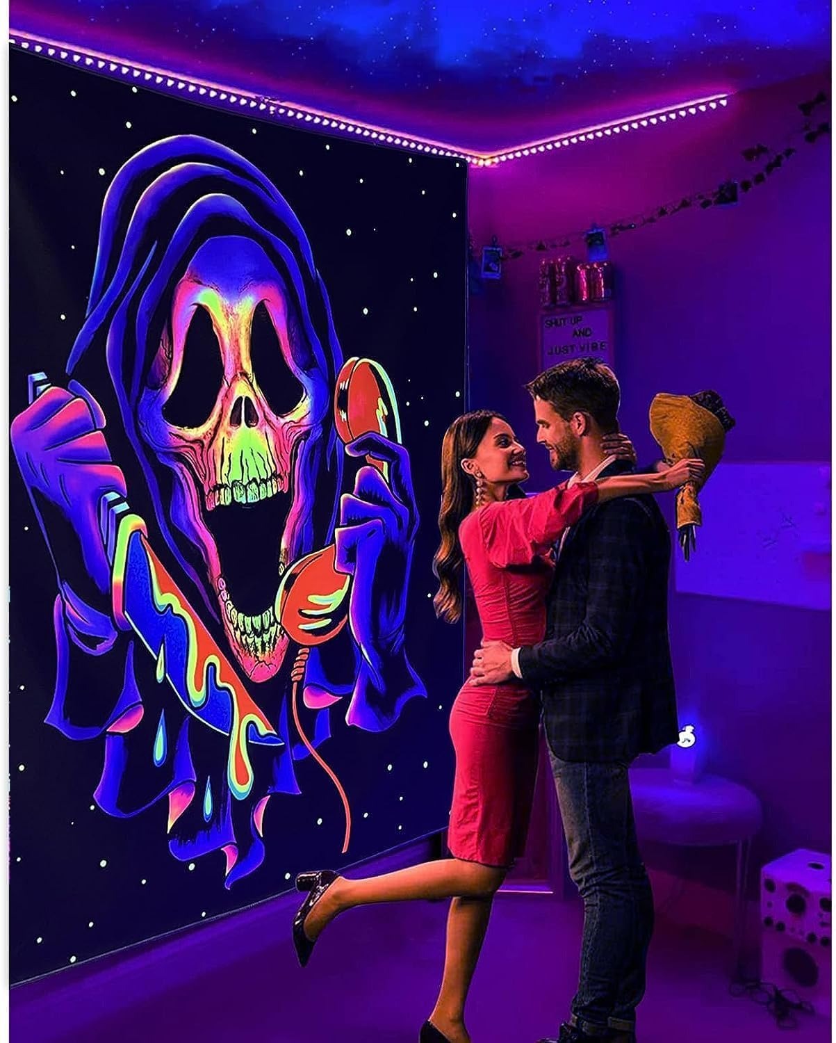 💥ON SALE💥Blacklight Horror Skull Tapestry💀💀💀