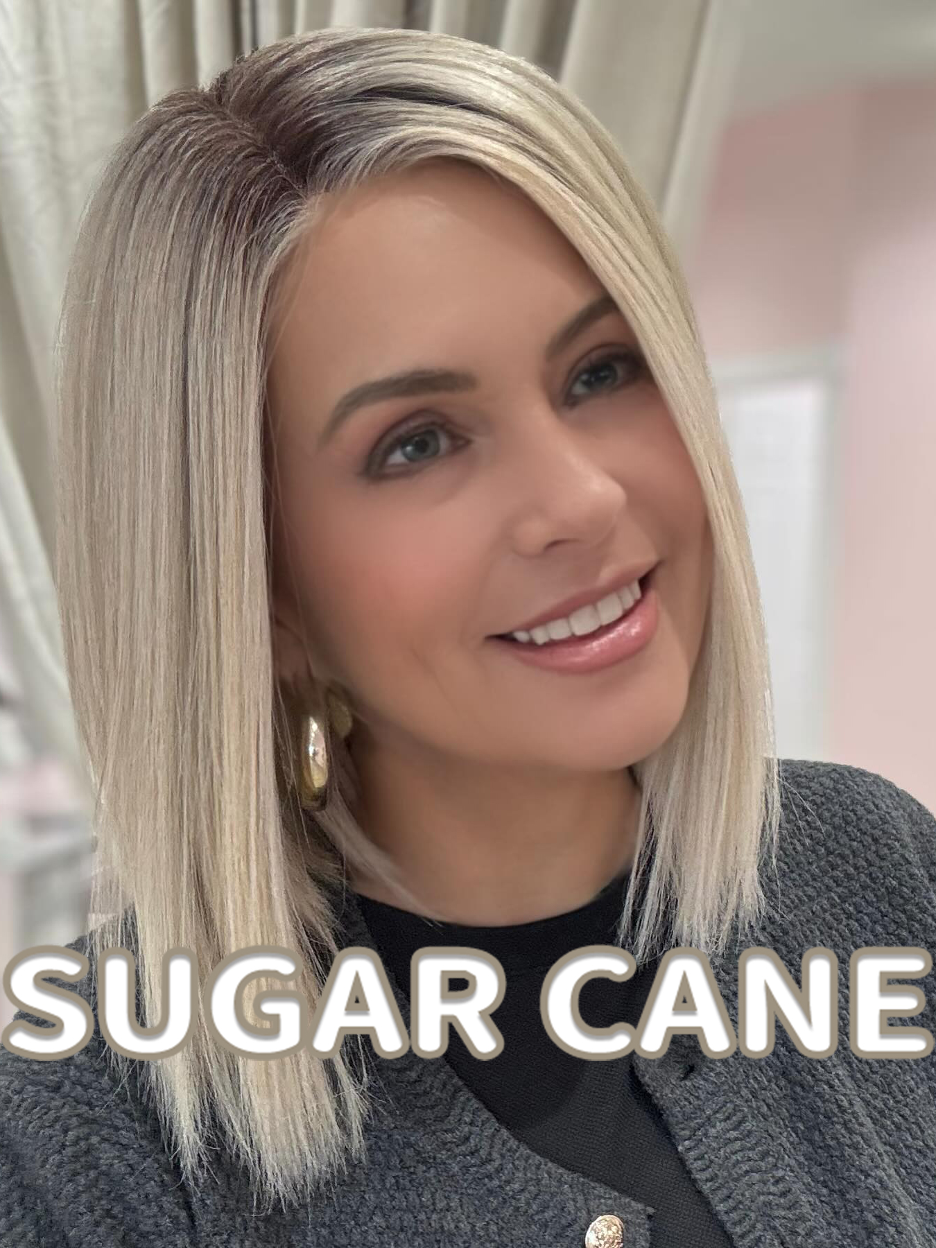 Sleek Straight Lob Wig With Middle Part