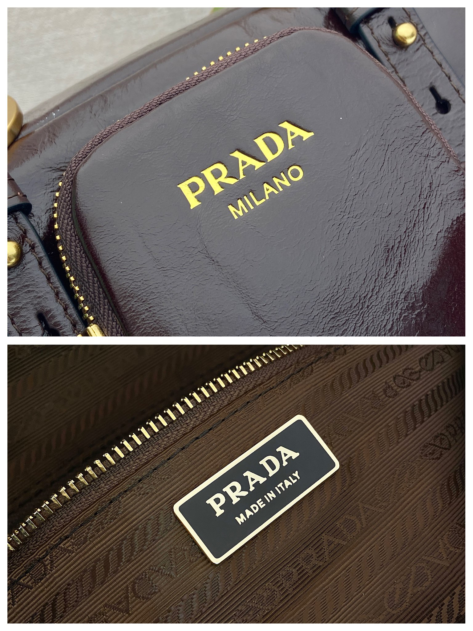 Prada waxed leather handbag 1BB138