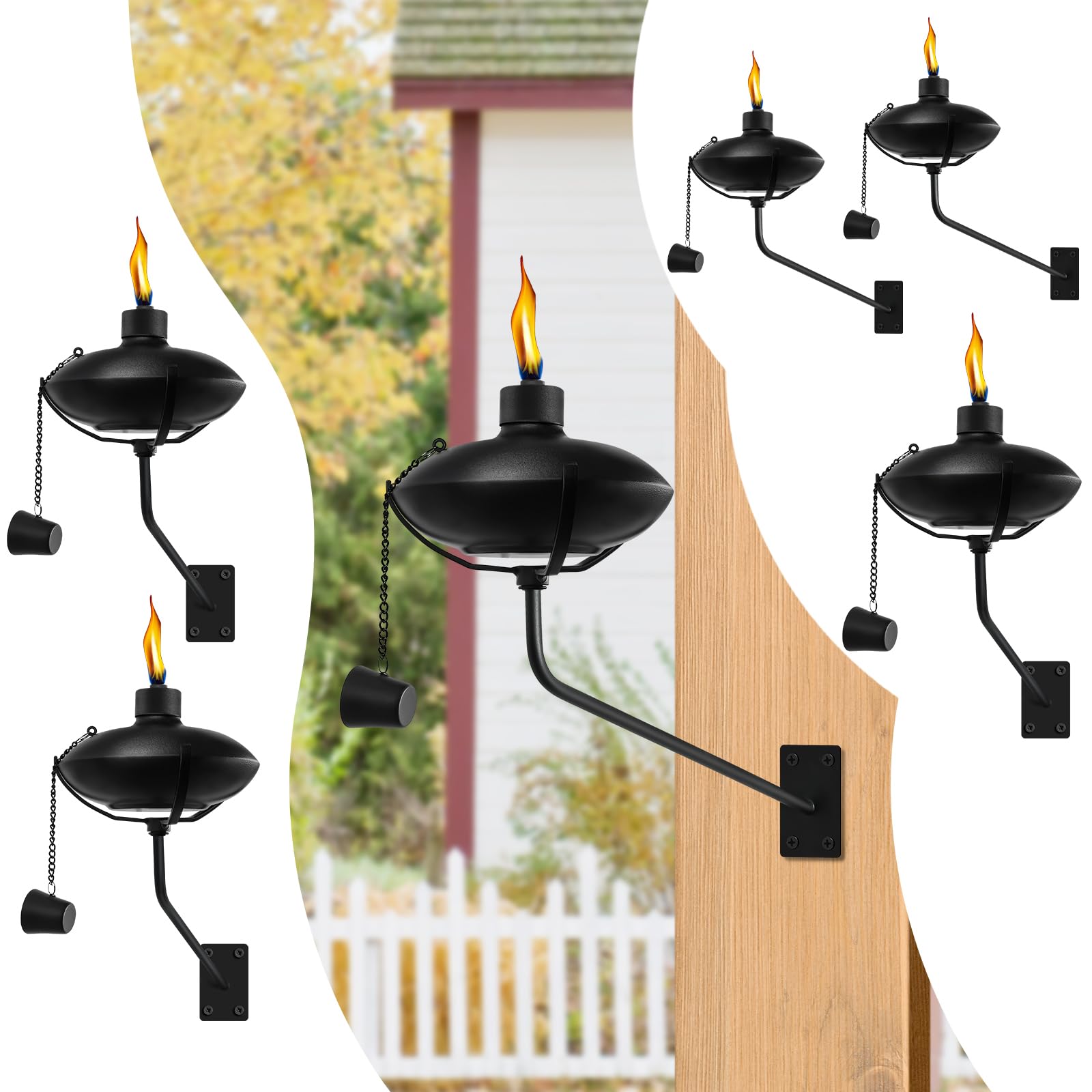 🔥Wall Mounted Citronella Metal Torches, 18 oz Garden Torches for Outside