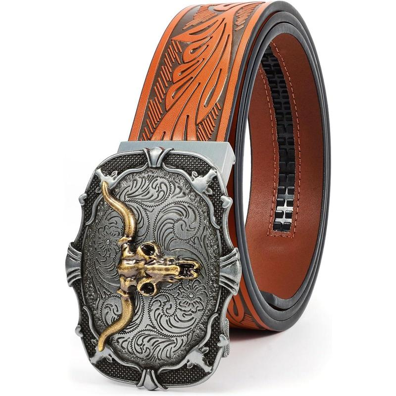 Automatic Ratchet Leather Western Cowboy Belt