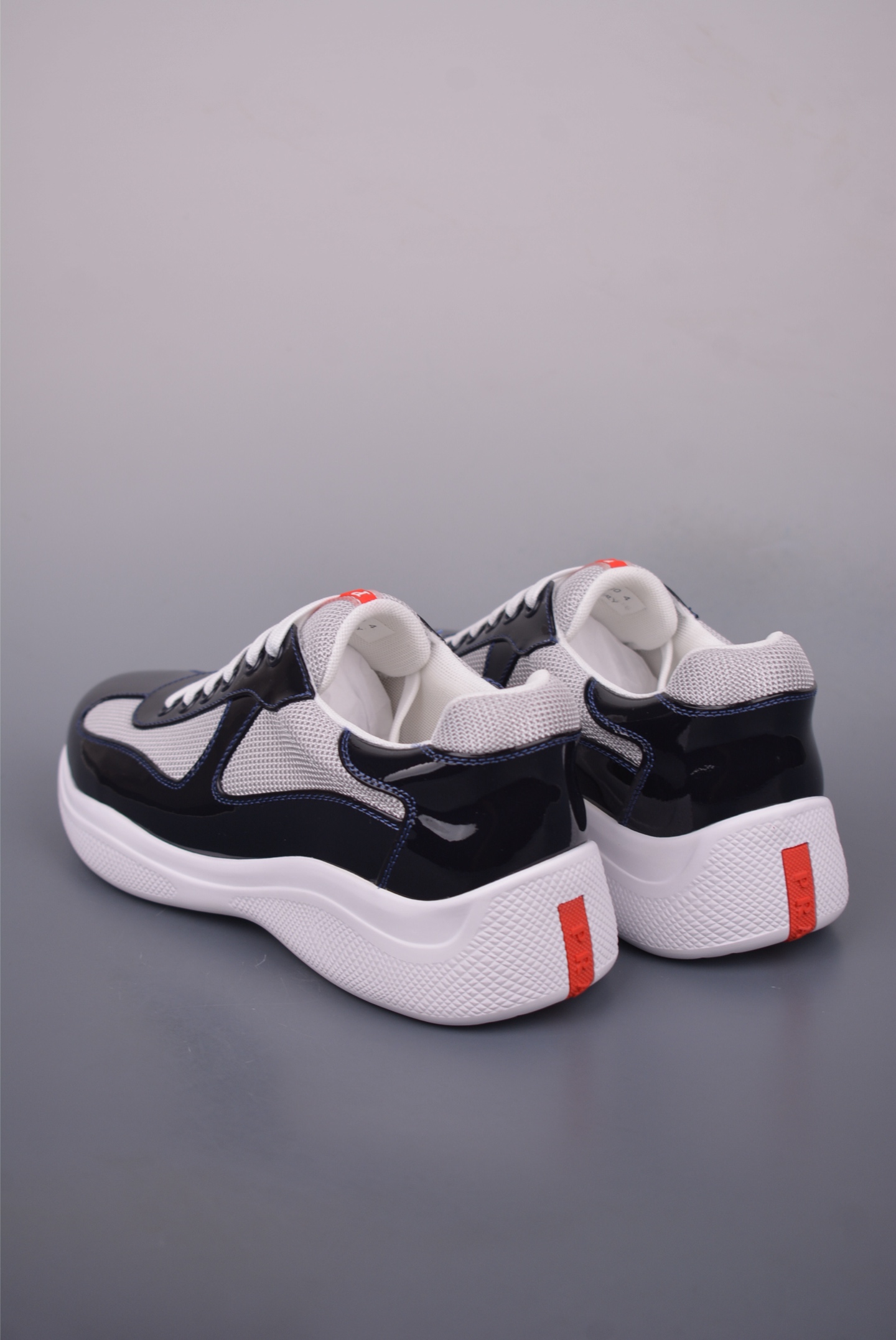 Prada America’s Cup patent leather black white gray blue line 4E3400_ASZ_F0FJT_F_G000