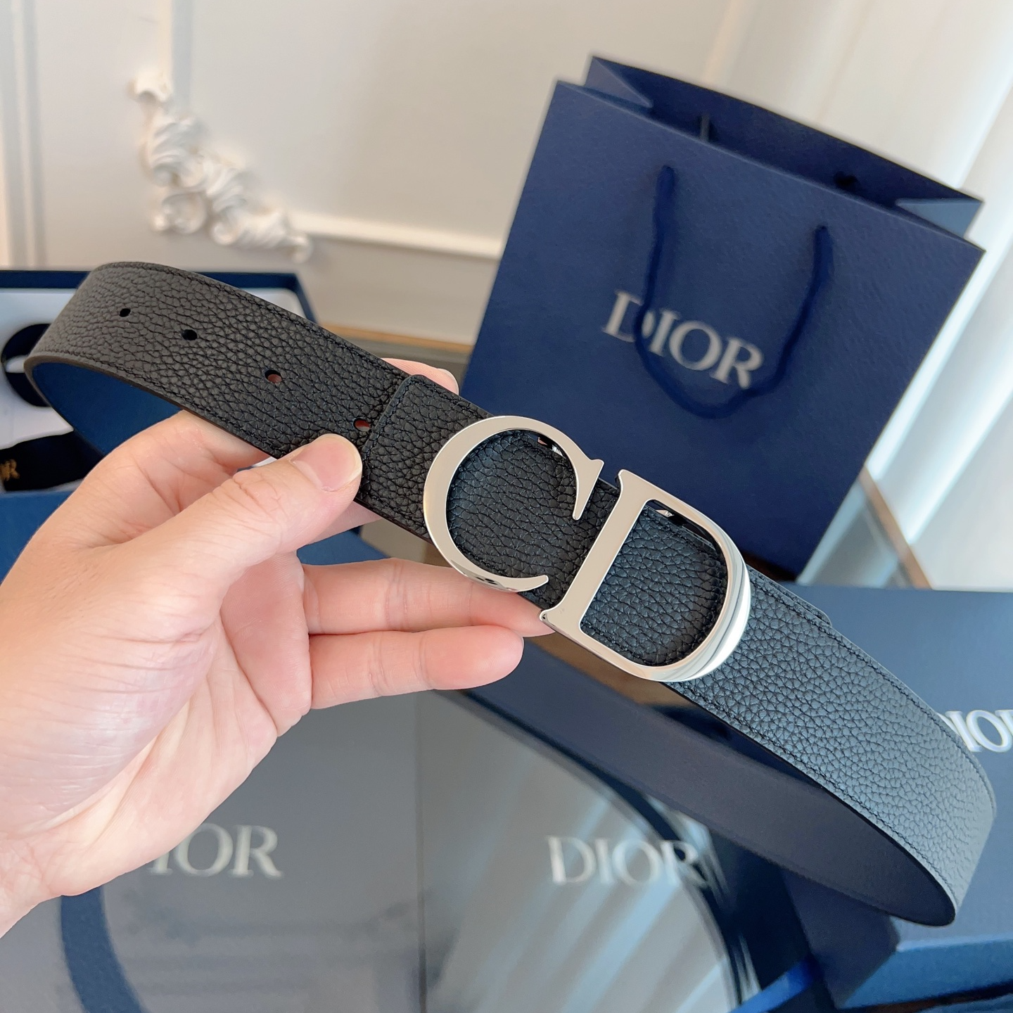 Dior double-sided leather belt 3.5CM wide