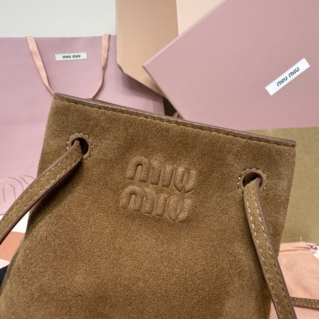 Miu Miu Suede Mini Bucket Bag 5NF460