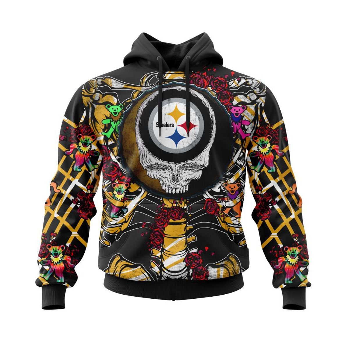 PITTSBURGH STEELERS 3D HOODIE MIX GRATEFUL DEAD