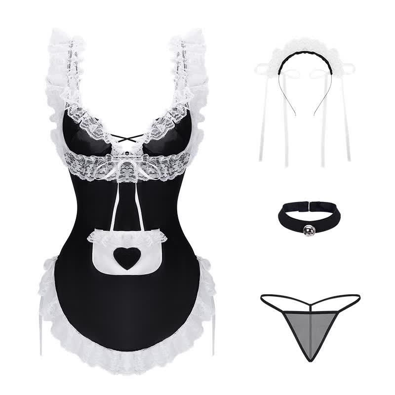 Lace Up Hollow Out Lace Slip Dress Lingerie