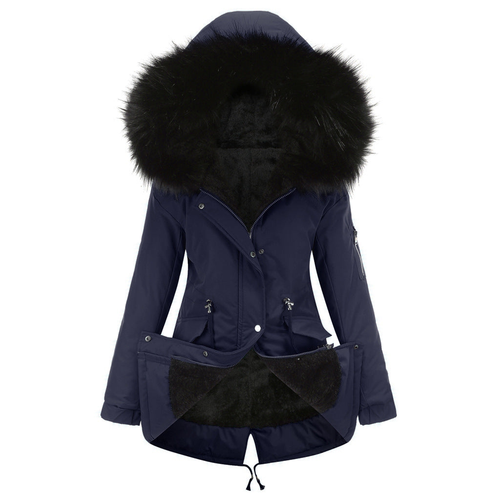 Mid-Length Hooded Parka Cotton-Padded Coat