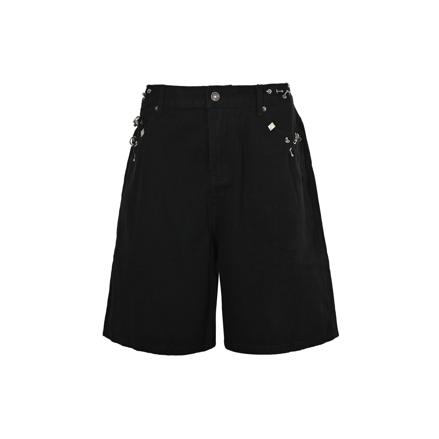 Balenciaga Rivet Piercing Fire Machine Head Denim Shorts