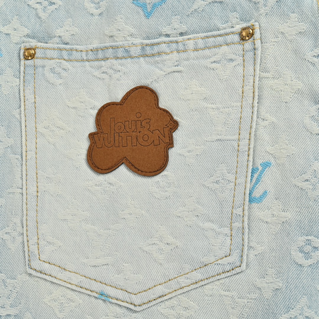 Louis Vuitton Tyler collaboration monogram jacquard embroidered jeans