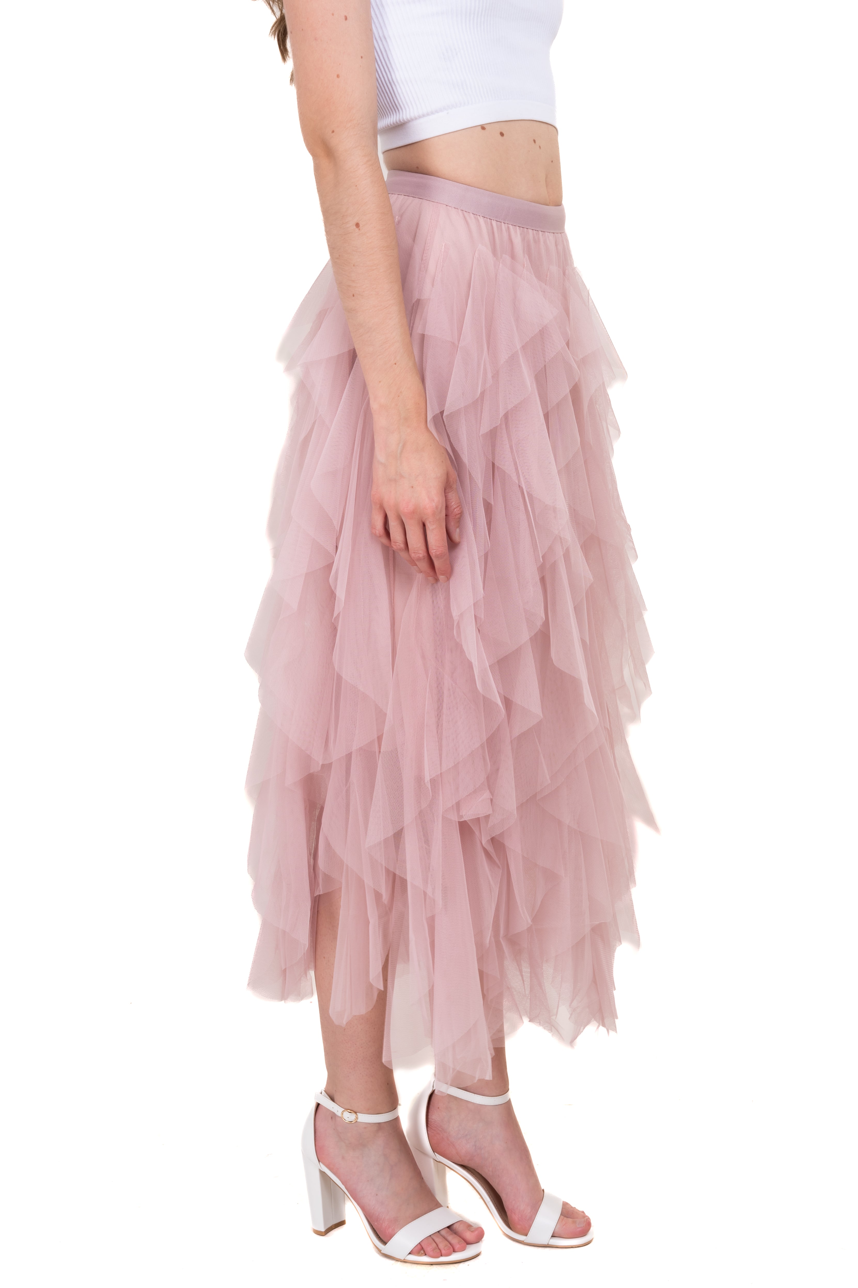 Mesh Layered Ruffled Skirt
