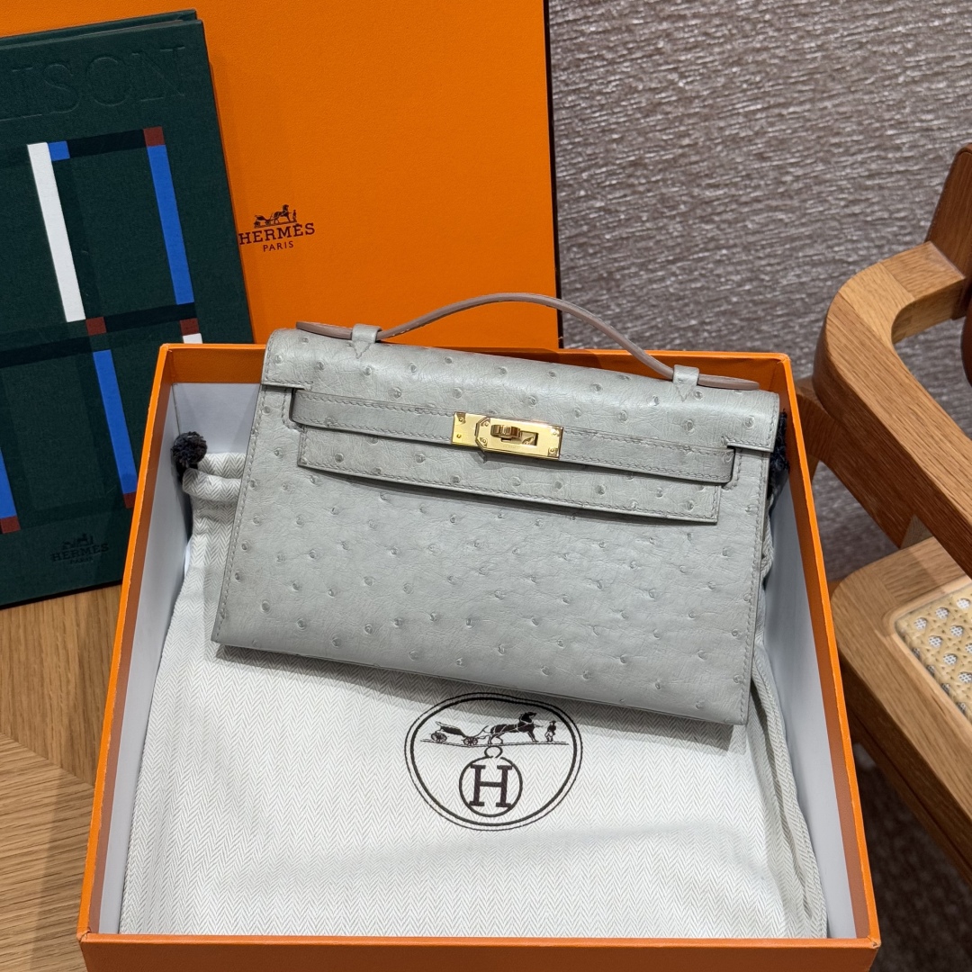 Hermes Kelly Pochette1 80Gris perle handbag (handmade to order)