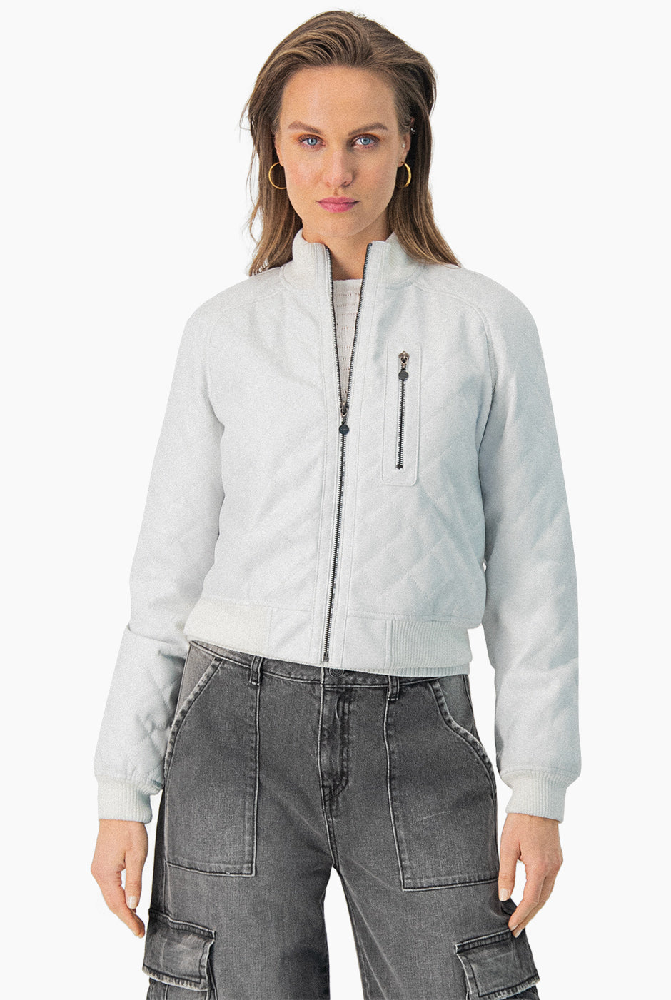 Chamarra bomber blanca