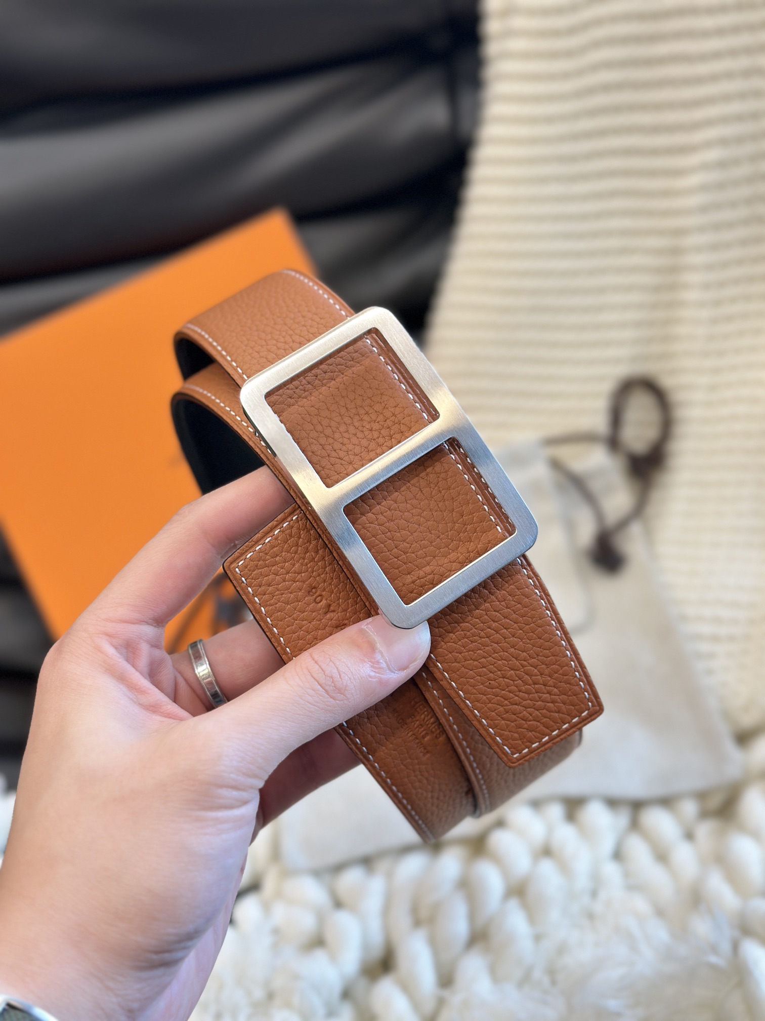 Hermès Men's Double-Faced Cowhide Belt