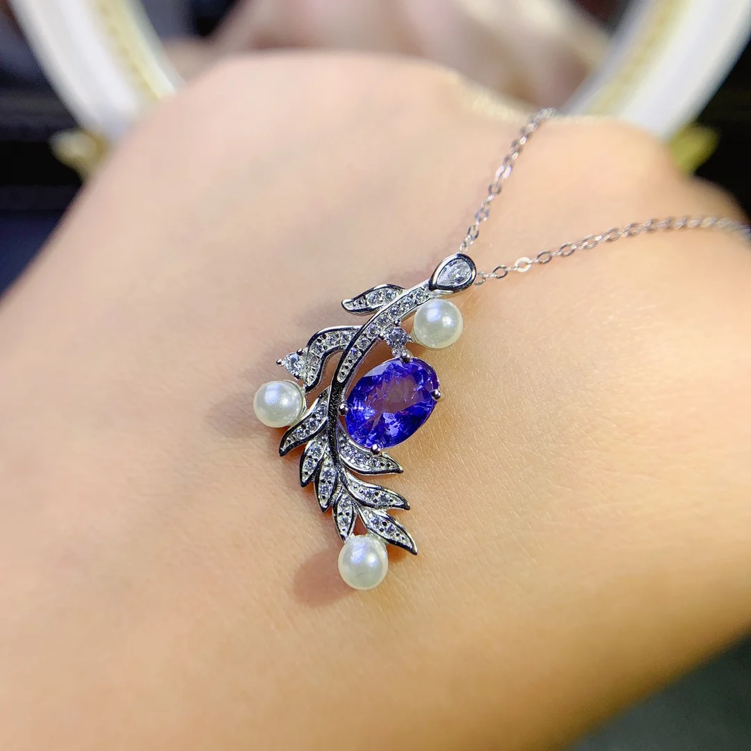 Natural Tanzanite Treasure Necklace 925 Silver Ladies Gem Crystal All Clean 925 Silver Free Shipping Jewelry Certified Boutique