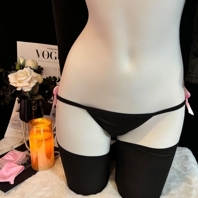 Kitty Bow Hollow Out Chain Lingerie Set