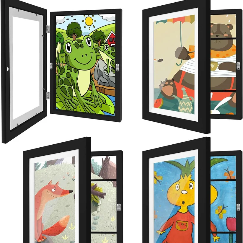 Kids Art Display Magnet Frame With Picture Lights-Fit for hold 50+ pcs A4 or less size artwork