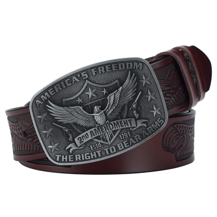 Men's DIY Eagle America's Freedom Buckle Leather Belt