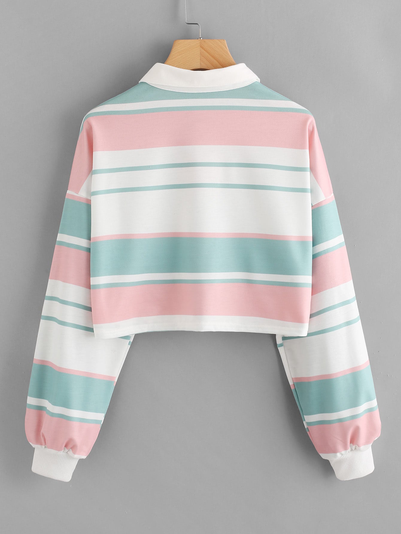 Drop Shoulder Striped Crop Pullover