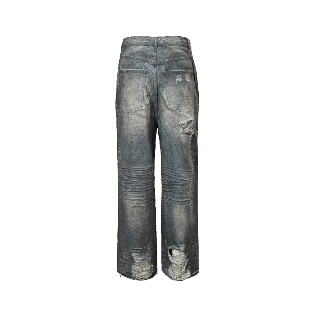 Balenciaga Hidden Dye Dirty Ripped Jeans