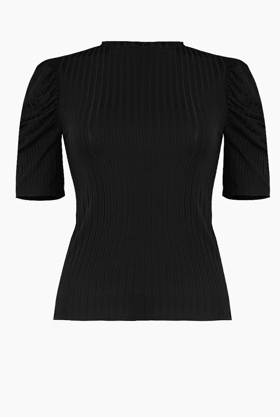 Blusa negra de hombro abullonado
