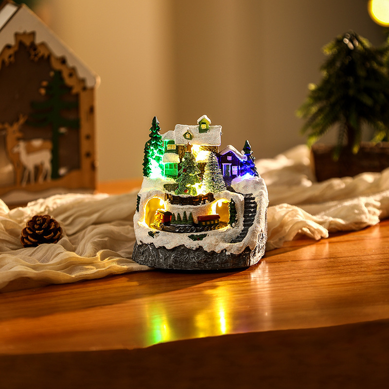 🎄Early Christmas Sale 49% OFF🎄Christmas Village Resin Music Box with Rotating Train