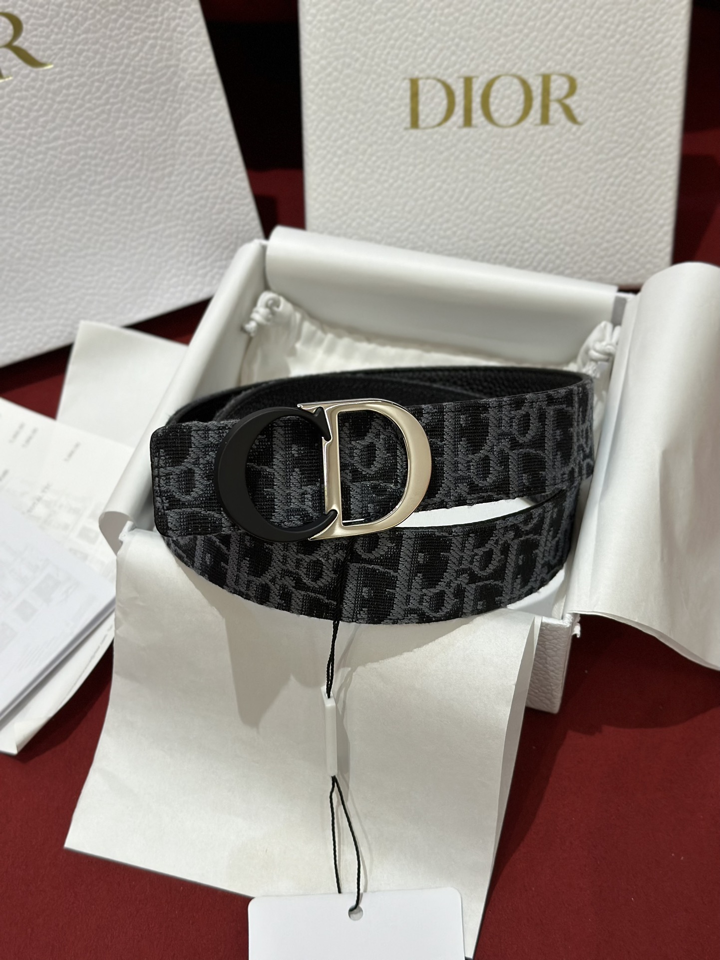 Dior CD Buckle Canvas Leather Belt 3.5CM Width