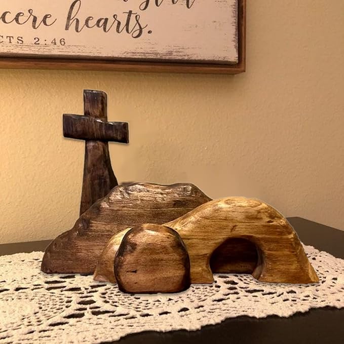 ✝️✝️Cross Easter scene wooden decoration