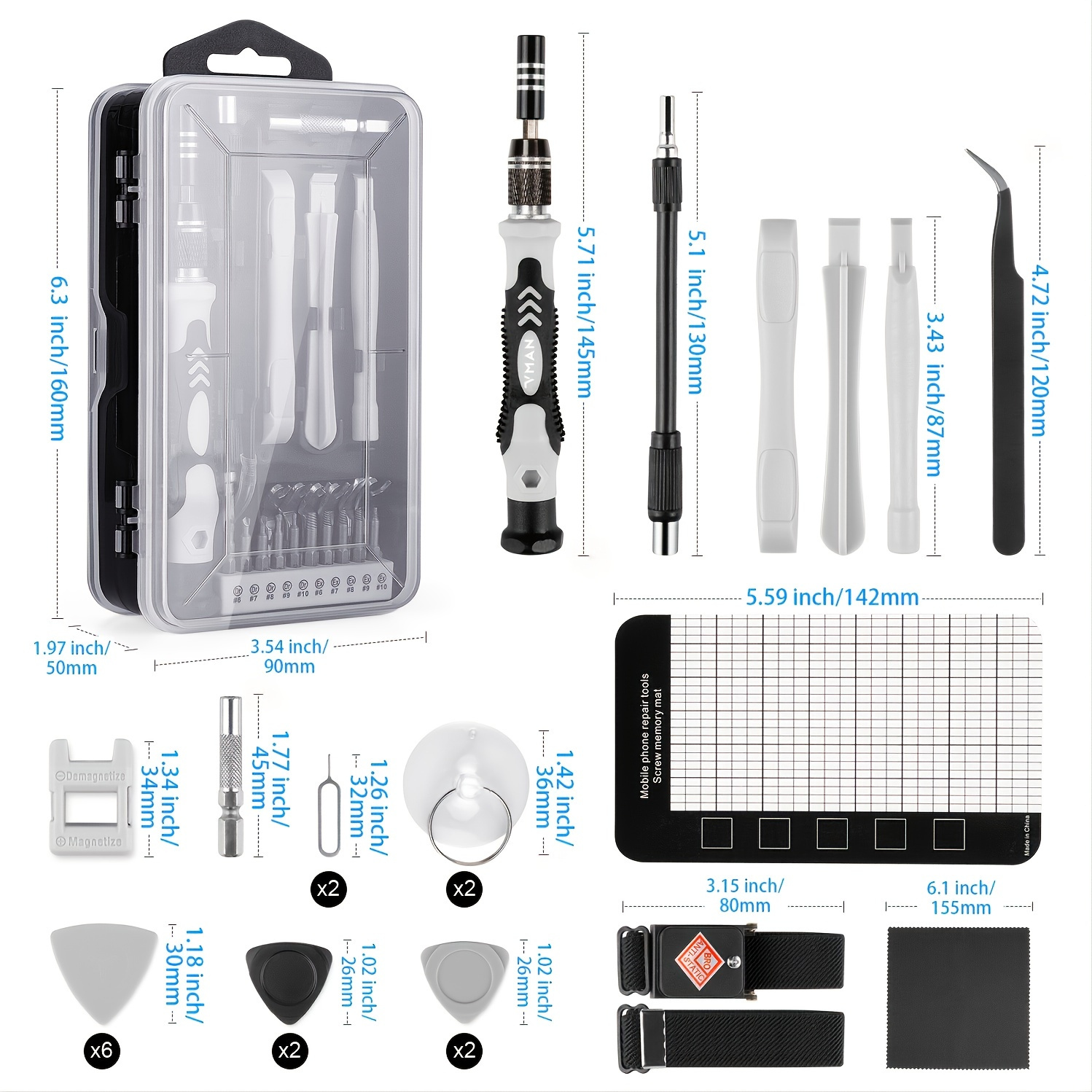 145 In 1 Precision Mechanic Tool Set, VMAN Precision Mechanic Screwdriver Set, Magnetic, Precision Screwdriver With Screw Extractor, S2 Steel, Repair Tool Set For Mobile Phone, Compute