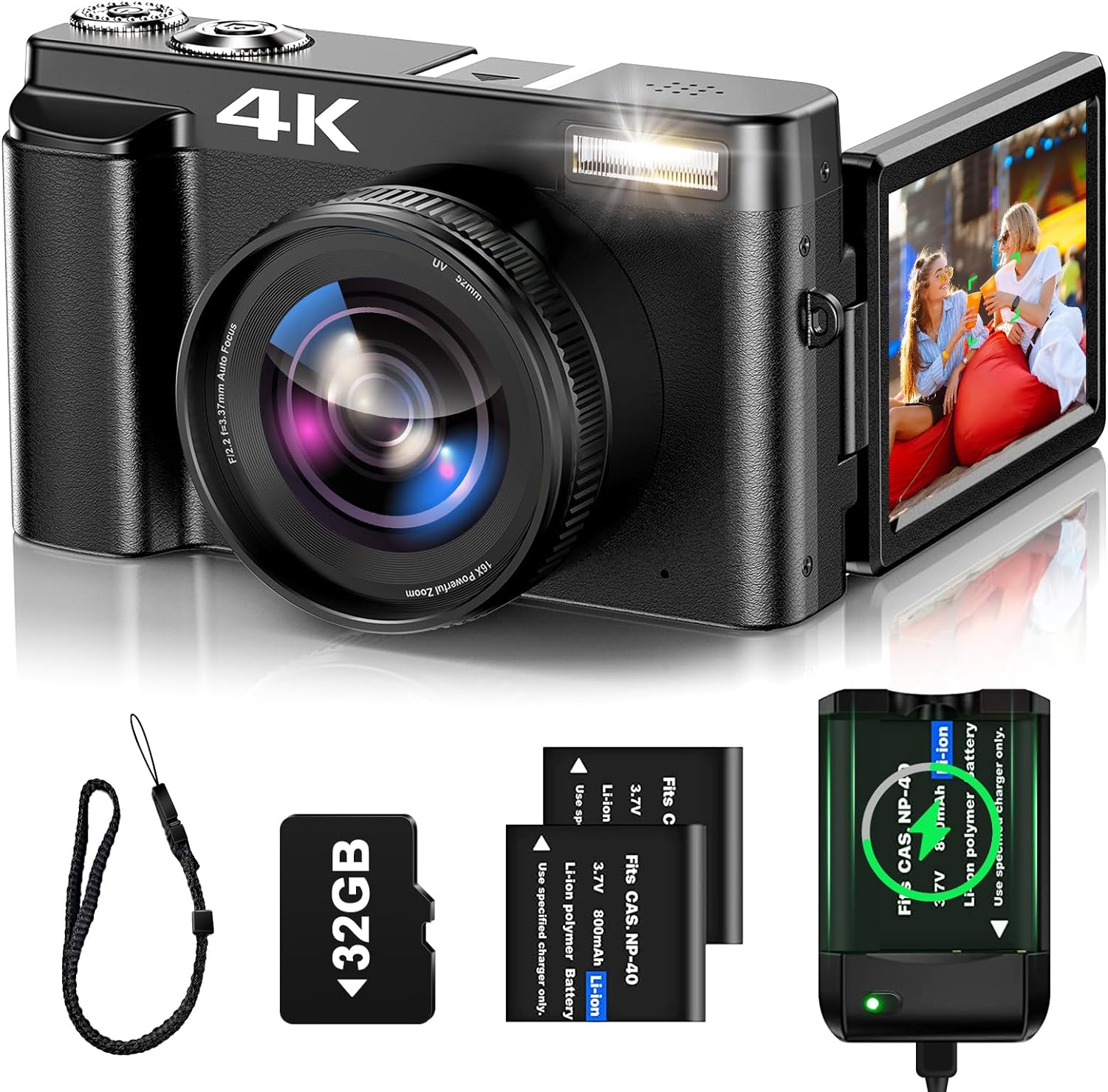 Brewene 4K Digital Camera for Photography Auto-Focus
