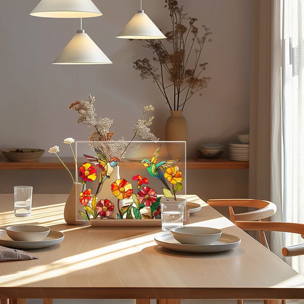 🌷🌼2024 NEW🌻🌺Painted Colorful Flower Pattern Decor With Wooden Base💖
