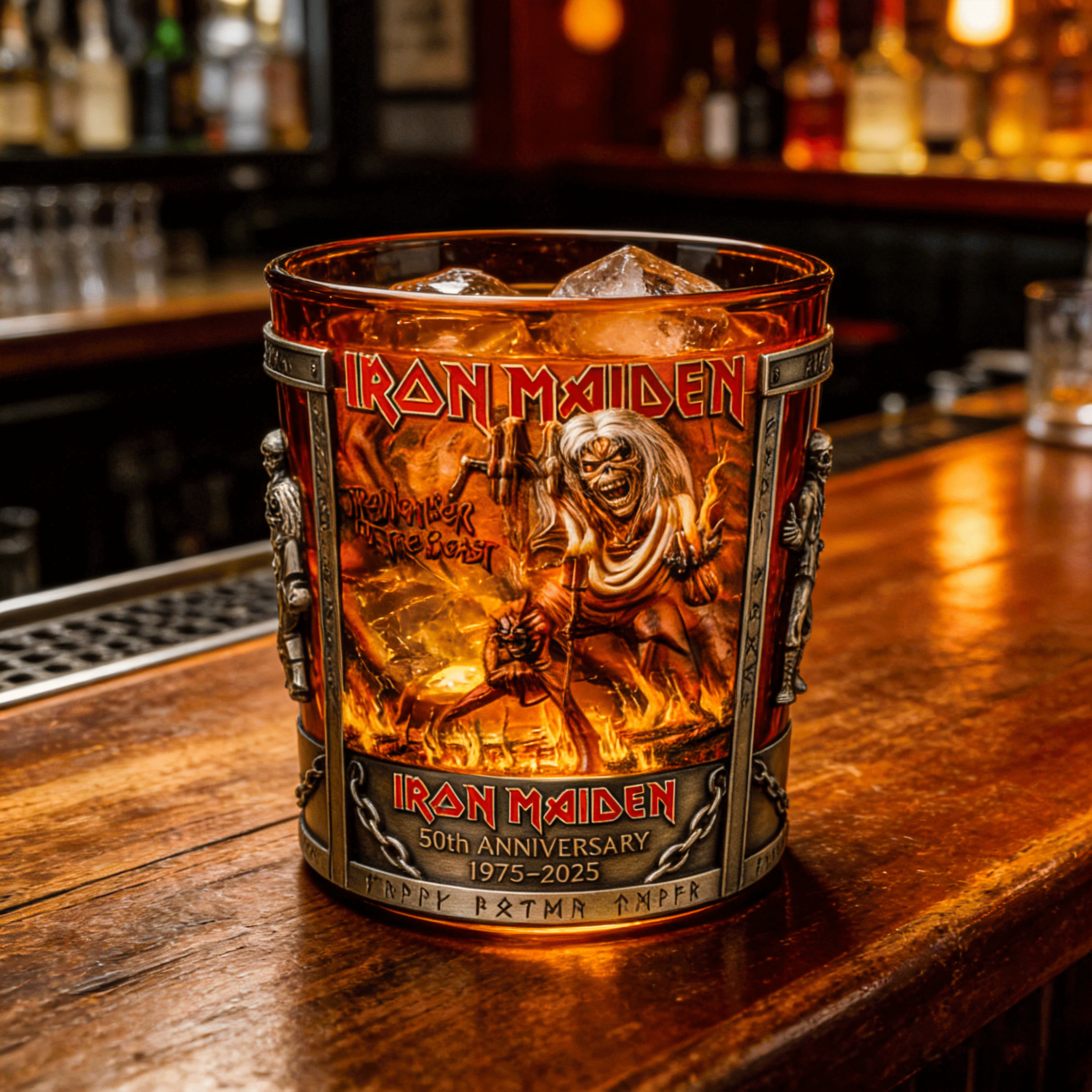 Iron Maiden 50th Anniversary Whiskey Glass
