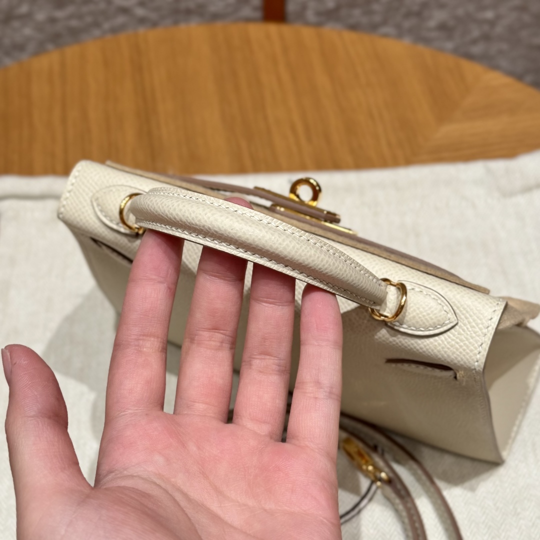 Hermes mini kelly 10Craie handbag (handmade to order)
