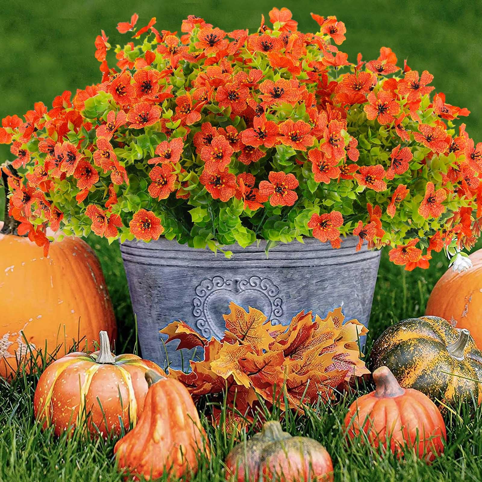 🍂1 Bundle/5 Pcs Artificial Autumn Mums - UV resistant, Waterproof ，Windproof🏡