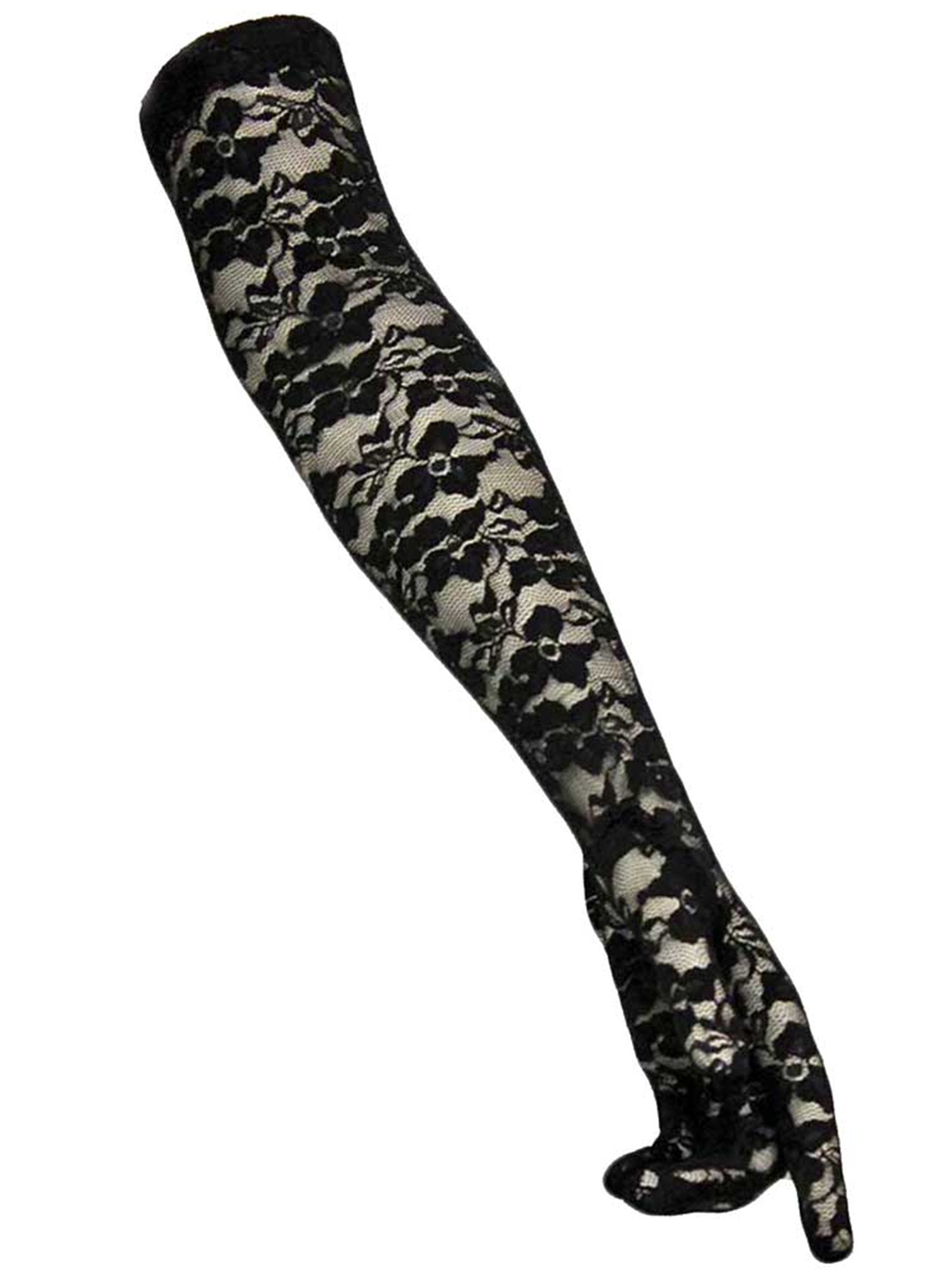 Black Full Length Formal Sheer Lace Opera Gloves